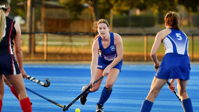 Townsville Hockey’s Alice Phillips playing for Brothers. Picture: Alix Sweeney