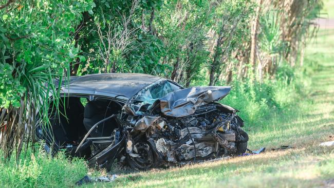 The scene of a double fatal var accident on Roystonia Avenue in Palmerston. Picture GLENN CAMPBELL