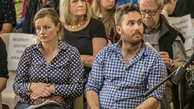 Lake Malbena development proponents Simone and Daniel Hackett at the Central Highlands Council meeting where the proposal was voted down in February. Picture: EDDIE SAFARIK