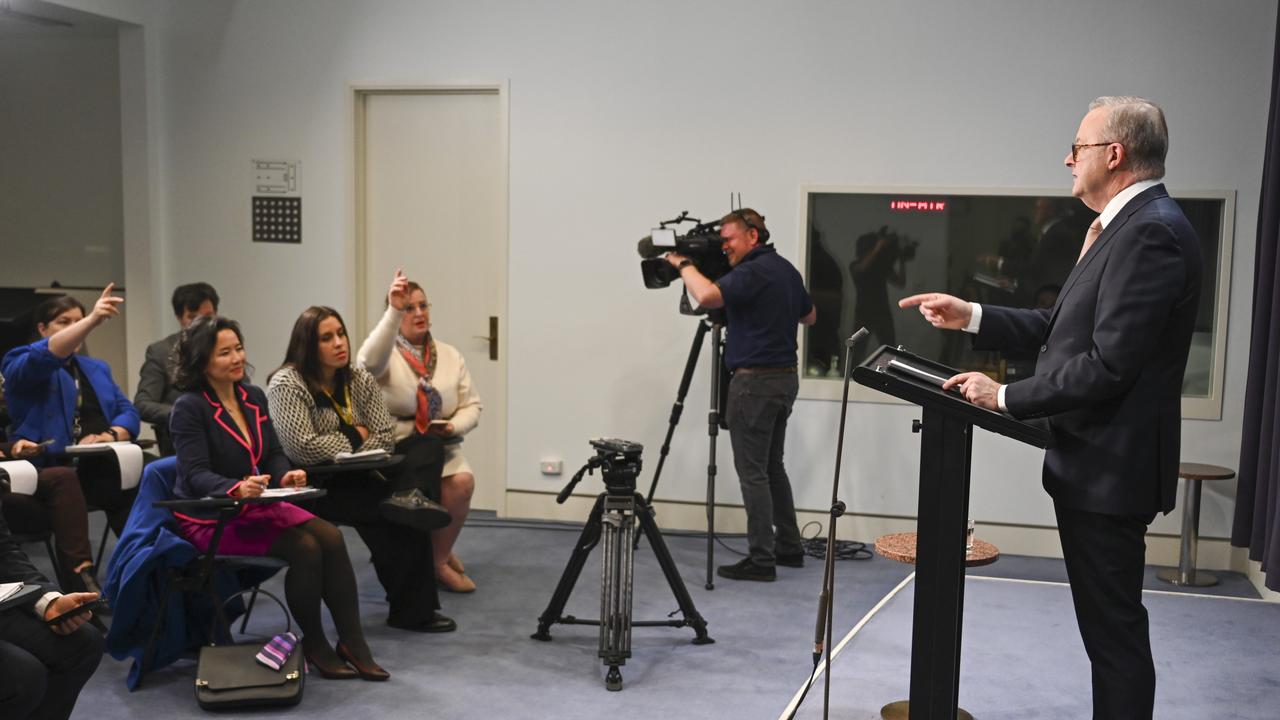 Cheng Lei at Prime Minister Anthony Albanese’s press conference at Parliament House in Canberra. Picture: Martin Ollman