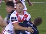 Dragons Tariq Sims late hit on Cowboys Michael Morgan on June 28, 2019. Picture: Fox Sports