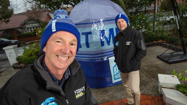 Neale Daniher and Pat Cunningham prepare for the Big Freeze 6. Picture: Tony Gough