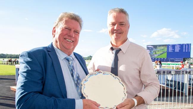 Peter Walsh and Amelia’s Jewel’s trainer Simon Miller. Picture: Western Racepix