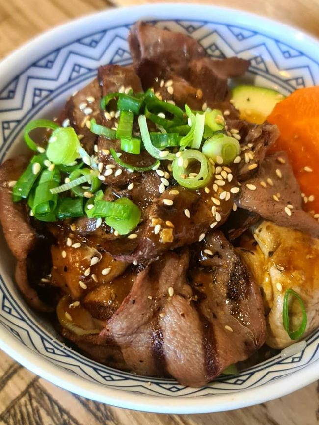 Beef tongue donburi at The Donburi House, Adelaide.