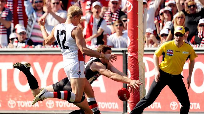 Dennis Cometti delivered the perfect line when Heath Shaw smothered a certain goal from Nick Riewoldt in the 2010 Grand Final replay.