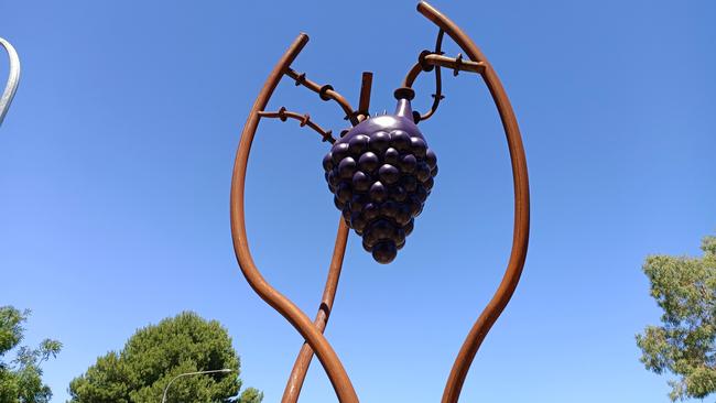 The Heart of Industry, a 2023 sculpture in McLaren Vale. Picture: Vicky Lamonby