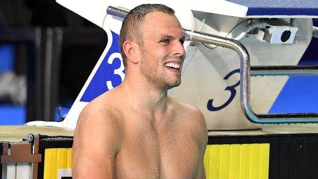 Kyle Chalmers after his win in the 200m freestyle in the Commonwealth Games trials on Wednesday night.