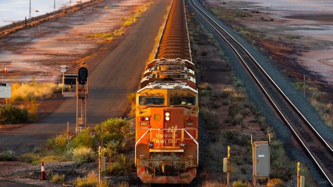 A BHP freight train carrying Australian iron ore. Picture: Bloomberg