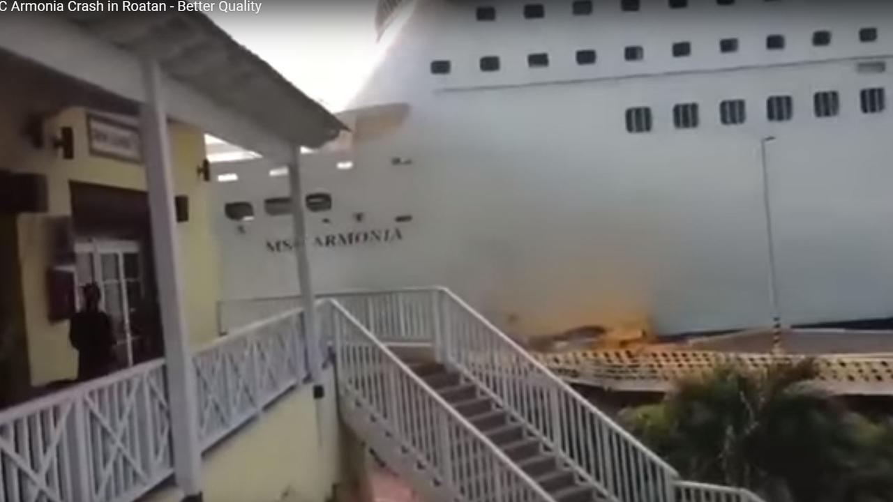 Onlookers screamed as the ship missed its stop and kept going. Picture: gCaptain