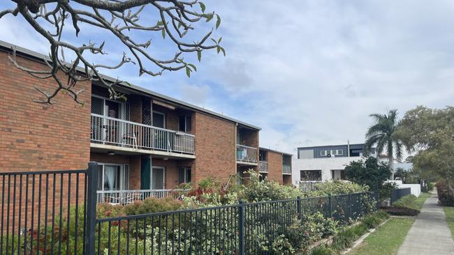 The unit complex in Shorncliffe where a man was killed on Sunday. Picture: Shaylah Bulloch