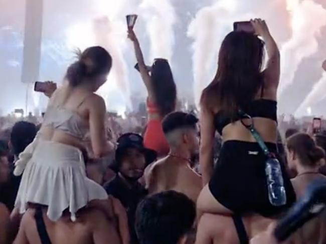 Nine revellers – aged in their teens and 20s – overdosed on MDMA at the Hardmission Festival held at Flemington Racecourse. Picture: TikTok