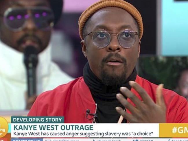 Will.i.am became emotional when talking about Kanye West’s comments on Good Morning Britain. Picture: ITV