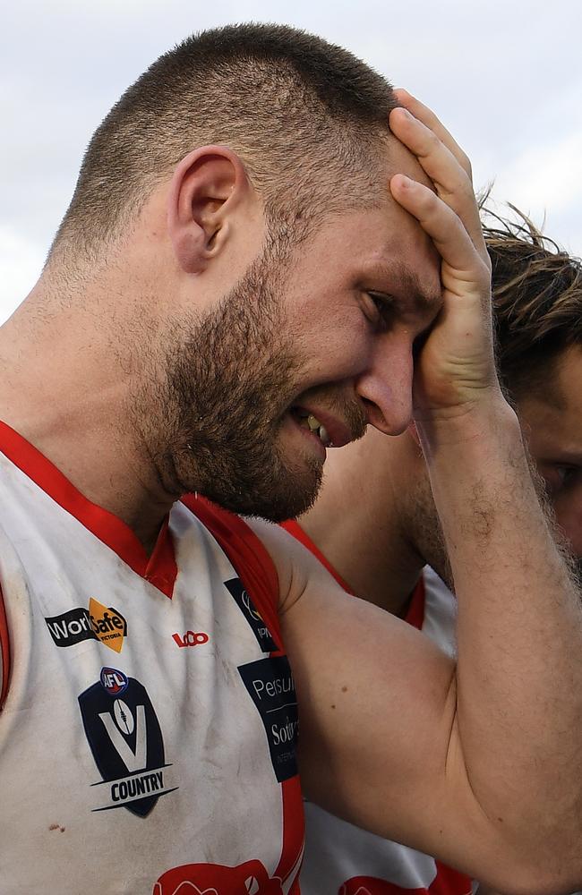 Dejected Sorrento star Mitchell Hallahan after the grand final.