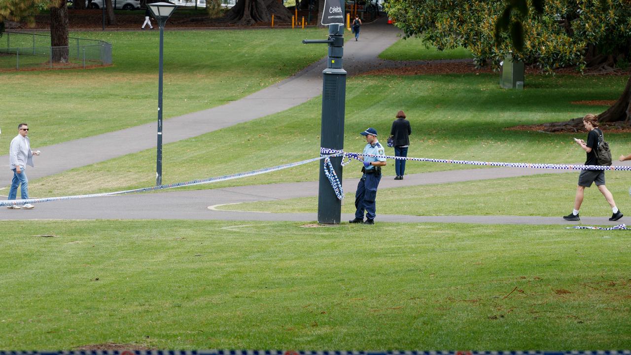 An area of the park near NSW Parliament House has been cordoned off. Picture: NewsWire / Nikki Short