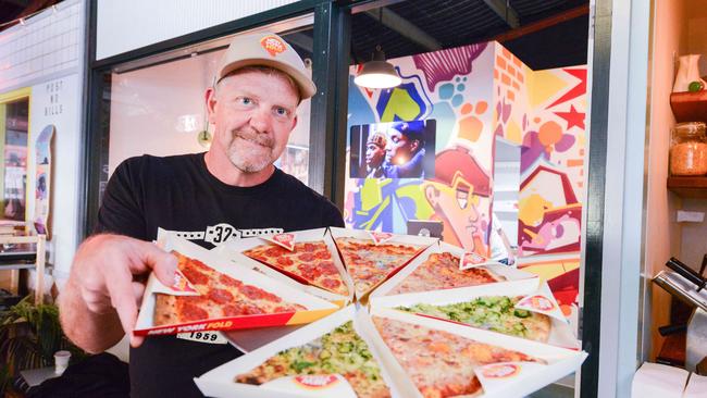 Charlie Lawrence outside his pizza shop New York Fold in the BRKLYN bar in Rundle St in 2019. Picture: AAP Image/Brenton Edwards