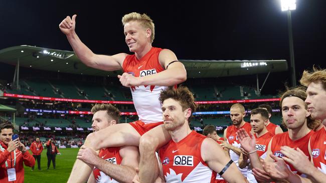 Isaac Heeney has become one of the Swans’ star players. (Photo by Brett Hemmings/AFL Photos/via Getty Images)