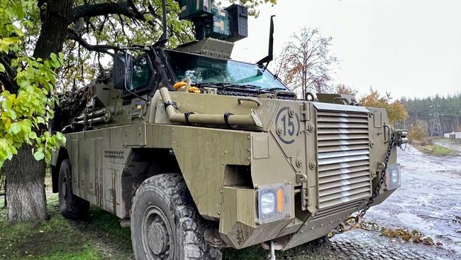 An Australian Bushmaster in action in Ukraine.