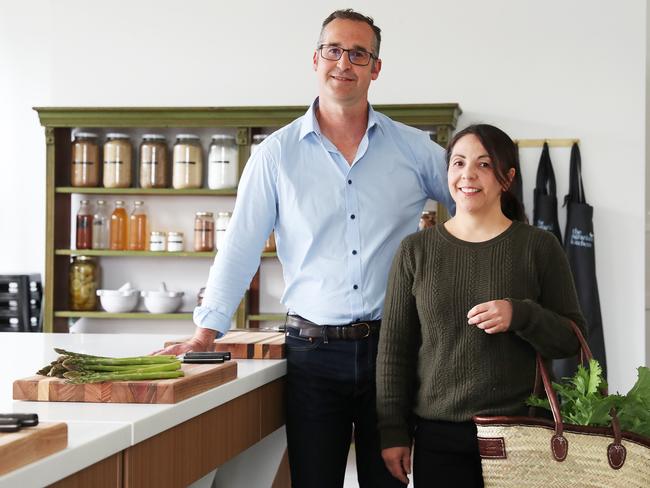 For TasWeekend and news - Rodney Dunn and Severine Demanet in the new kitchen.  The Agrarian Kitchen at New Norfolk who were one of the first to lift the Tassie food scene will re-open their cooking classes along with garden tours.  Picture: Nikki Davis-Jones