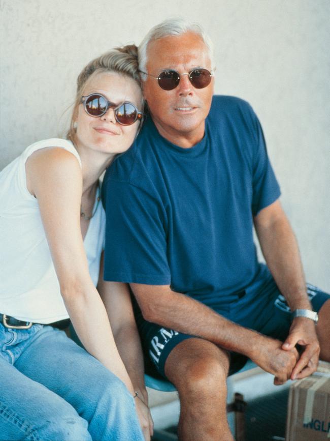 Giorgio Armani relaxing with Michelle Pfeiffer in Pantelleria.