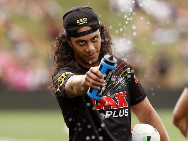 DAILY TELEGRAPH SEPTEMBER 26, 2023. Jarome Luai during the Penrith Panthers fan day and open training session at BlueBet Stadium in Penrith. Picture: Jonathan Ng