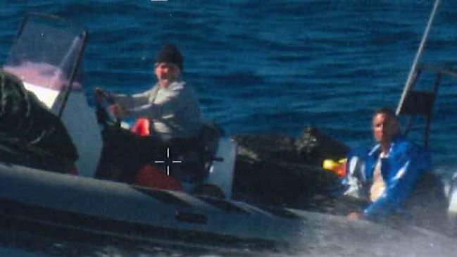 Police allege this is Dru Baggaley in the blue jacket with cocaine on board his boat.