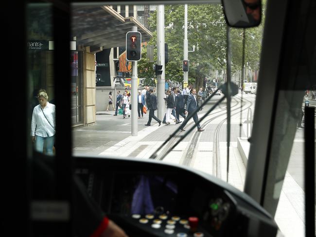 The trams slide straight through Sydney CBD.