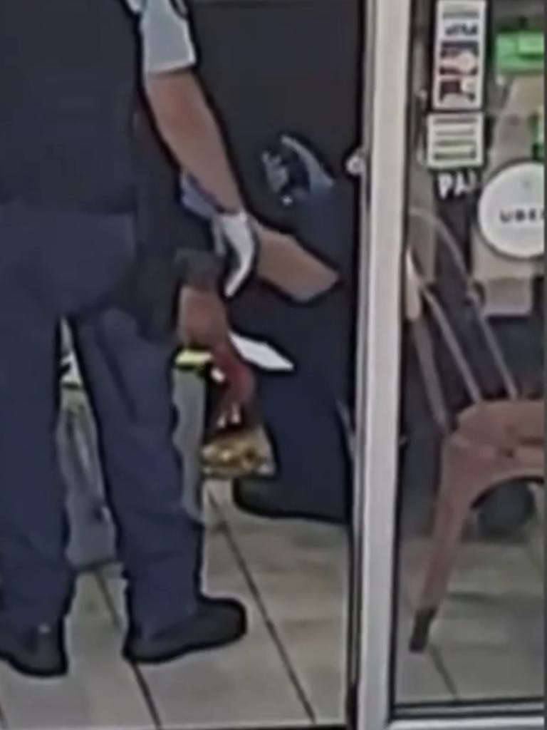 Police tending to the male victim following an alleged stabbing at a Mt Druitt kebab shop on Friday morning. Picture: Supplied / Channel 9