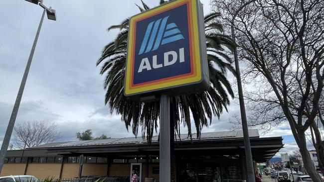 Aldi supermarket at Richmond, where Mr Urwin displays his sign.