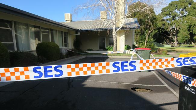 Victoria State Emergency Service crews were called to a sinkhole outside The Church of Jesus Christ of Latter-Day Saints, in Flora Hill at 10.10pm, Tuesday August 2. Picture: Zizi Averill