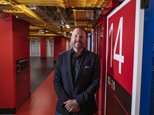 QBM - Nextdc boss Craig Scroggie has seen the value of his data centre company surge by billions of dollars as demand for streaming services and other online services surge during the pandemic shutdown. Craig at the data centre at Fortitude Valley. Pic Mark Cranitch.