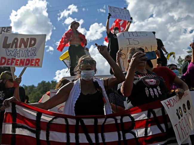 Police warned the protesters to disperse. Picture: AFP