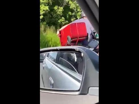 Wheelie bin biker spotted on Bruce Highway 