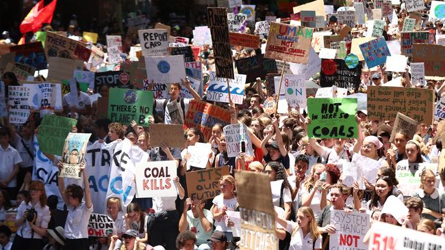 Students protesting in November 2018 to demand the government take action on climate change. Picture: Mark Metcalfe/Getty Images