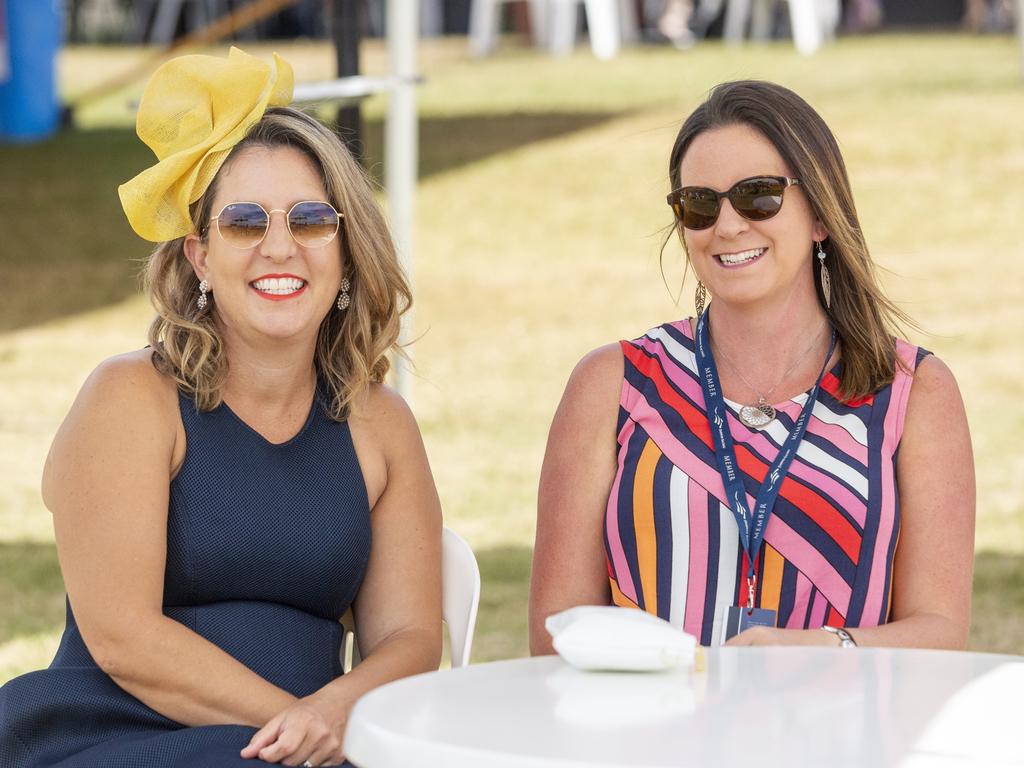 Danni Taylor and Kerryn Fulton at the Bridge Toyota Ladies' Day. Picture: Floss Adams