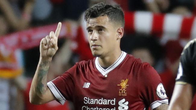 Liverpool's Philippe Coutinho celebrates after scoring.