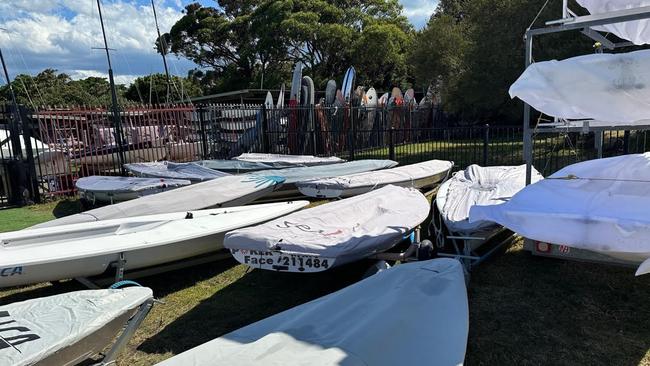 Boats photographed being stored on shared public land by the sailing club in December. Photo: Mary Lou Jarvis