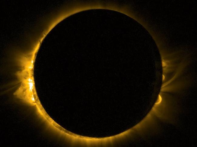 The solar eclipse captured by ESA’s Sun-watching Proba-2 minisatellite. Picture: AFP.