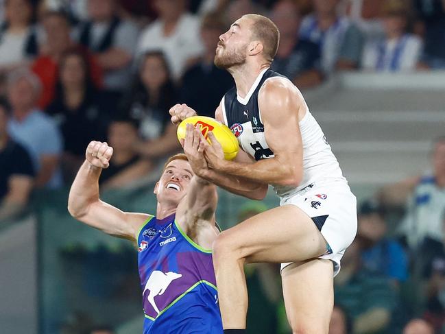 North Melbourne’s undermanned defence was outgunned by Carlton. Picture: Michael Willson/AFL Photos via Getty Images