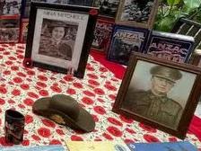 Pam Mitchell with her collection of Anzac Day tins in Valla. Source: Supplied