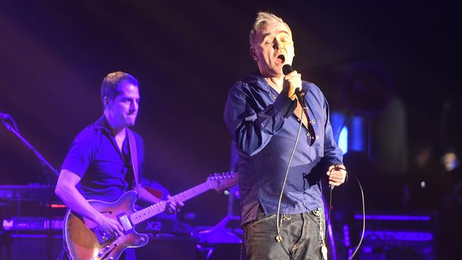 Morrissey and guitarist Jesse Tobias in Melbourne. Picture: Rob Leeson