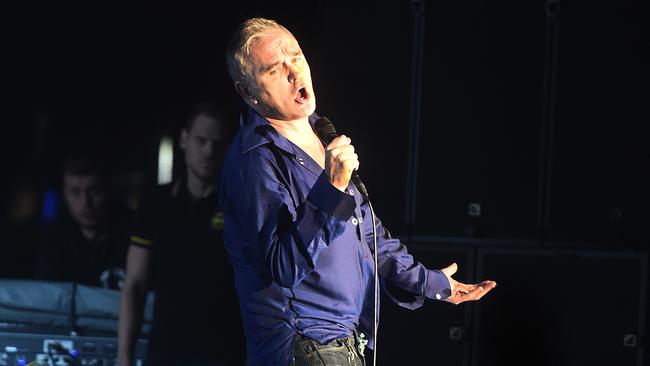 Morrissey took aim at Trump, Clinton, carnivores and the Royal Family in Melbourne. Picture: Rob Leeson