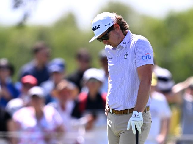 Smith during his disastrous second round. Picture: Bradley Kanaris/Getty Images