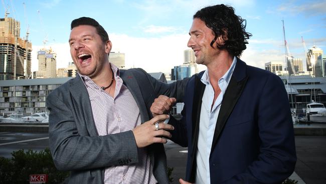 Brewing friendship ... Feildel and Fassnidge at this year’s season launch of My Kitchen Rules. Picture: Richard Dobson