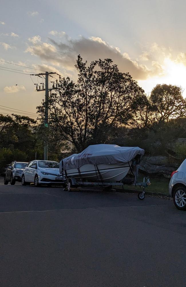 A neighbourly dispute has emerged in Sydney’s Northern Beaches over a boat parked on a densely populated street. Picture: Reddit