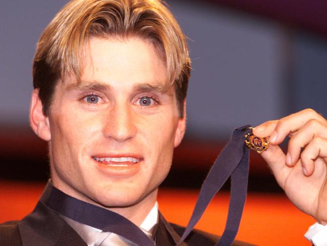 1999: Hawthorn’s Shane Crawford with his Brownlow Medal. Picture: NewsCorp <a href="http://www.heraldsun.com.au/entertainment/brownlow-red-carpet" target="_blank">MORE BROWNLOW COVERAGE</a>