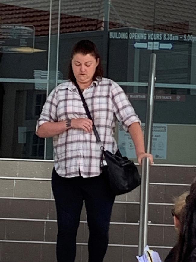 Michelle Lee Newton, 30, leaves Rockhampton courthouse on March 19, 2021, after being sentenced to 3.5 years prison, wholly suspended.