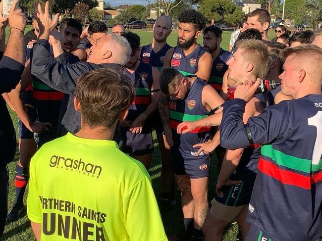 Northern Saints coach Peter Lohner calls the shots in the EDFL. Picture: Northern Saints Football Club