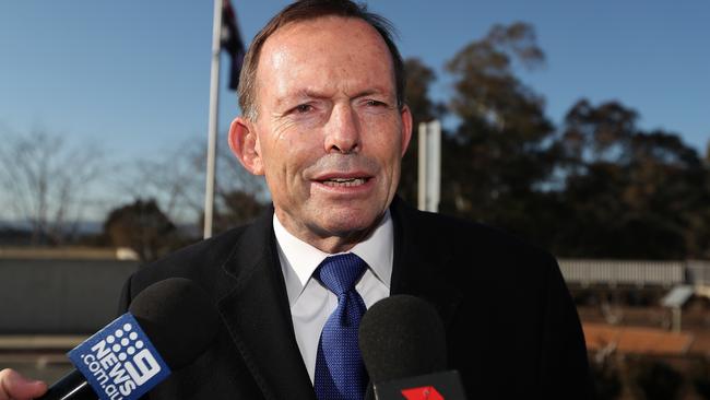 Tony Abbott arrives at Parliament House for the partyroom meeting. Picture: Kym Smith