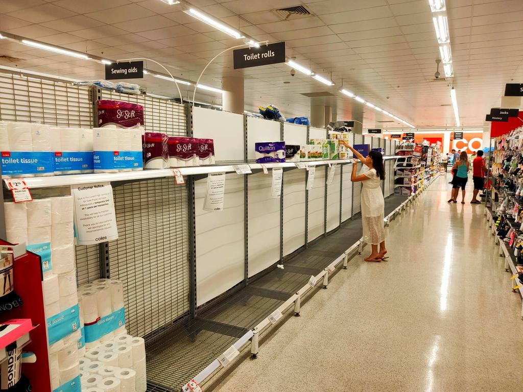 Australia is in the grip of a second wave of supermarket panic buying, with toilet paper hard to get at many supermarkets. Picture: Supplied