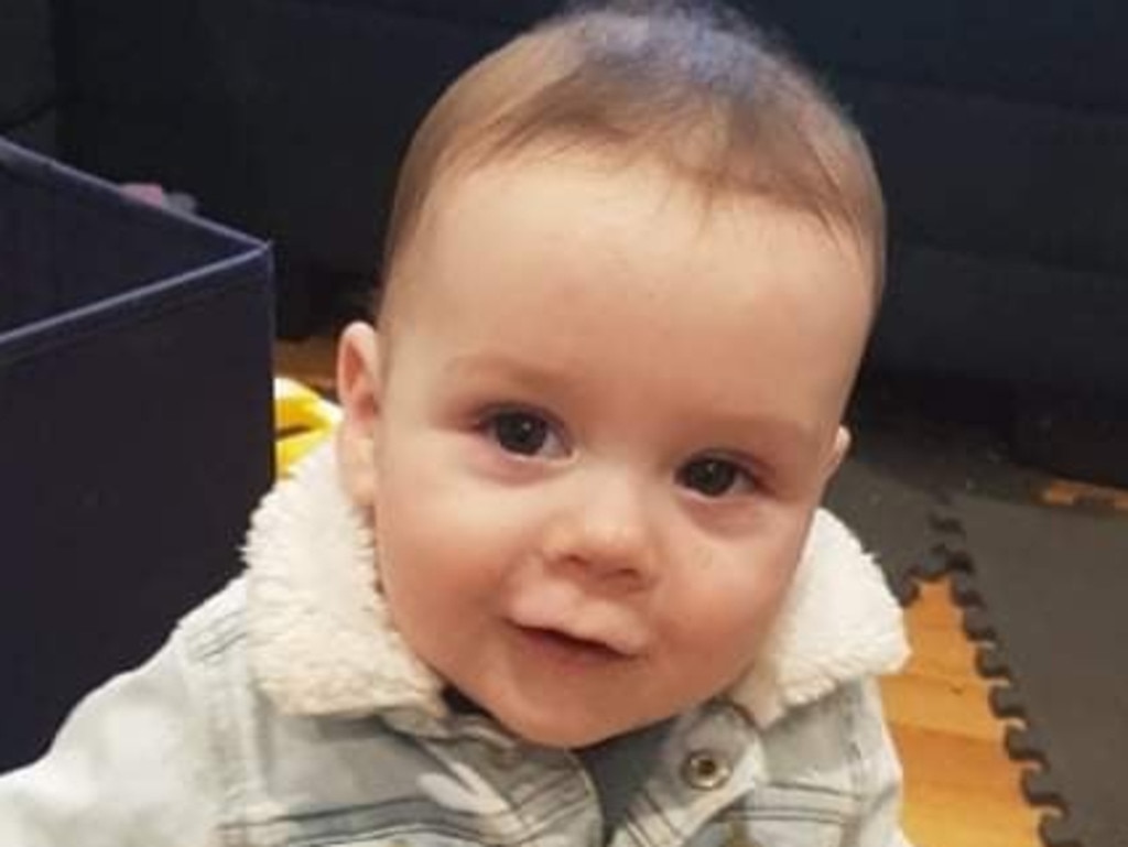 The eight-month-old first visited a doctor with a red eye just five days before his eye completely swelled over and was diagnosed. Picture: Supplied via NCA NewsWire